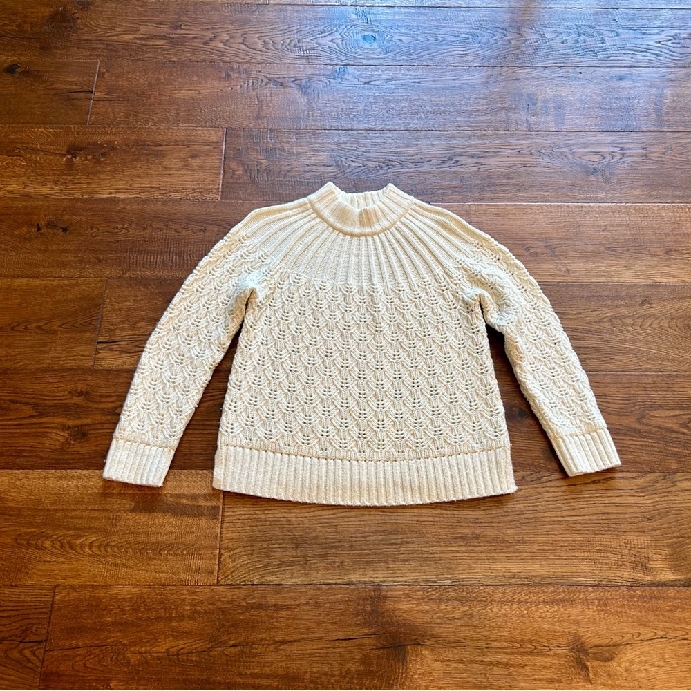 Madewell Cream Textured Mock Turtleneck Sweater